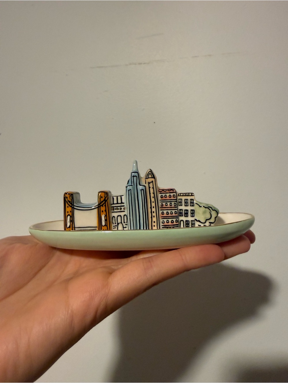 City Skyline Ceramic Ring Dish in Mint and Pastel Colors Anthropologie Cute